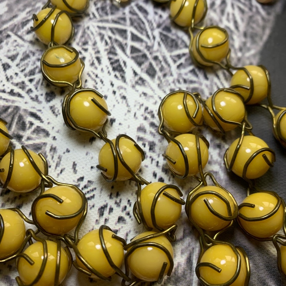 Vintage Unsigned Haskell Yellow Glass/Stone Necklace
